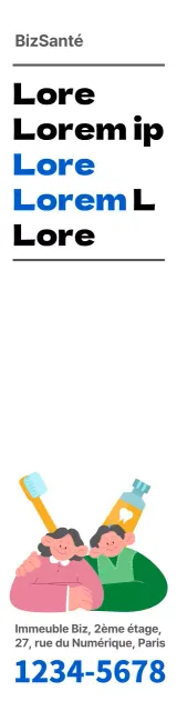 Pour promouvoir les cours de dentisterie dans les centres de santé, avec un texte bleu-noir et des illustrations colorées et mignonnes.