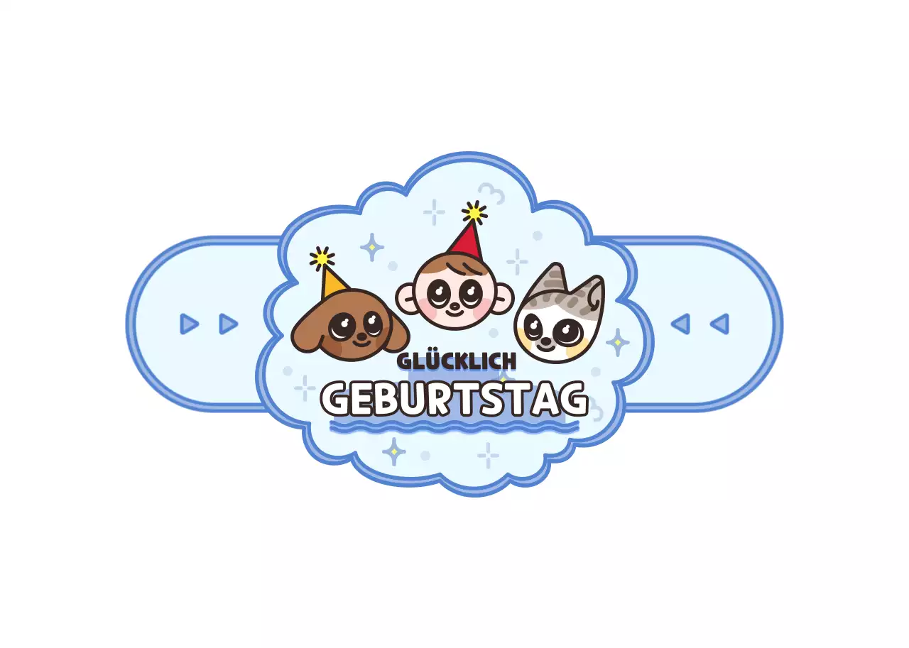 Niedlicher Charakter Illustration Rahmen Stil in hellblau und dunkelbraun für einen glücklichen Geburtstag.