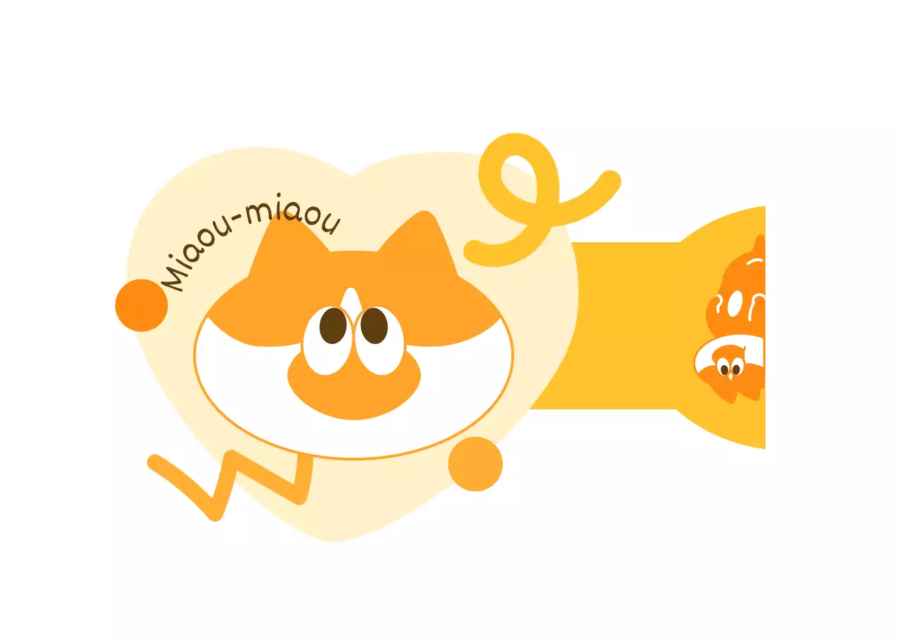 Pour les marchandises avec des illustrations et des formes de chats jaunes et orange mignons