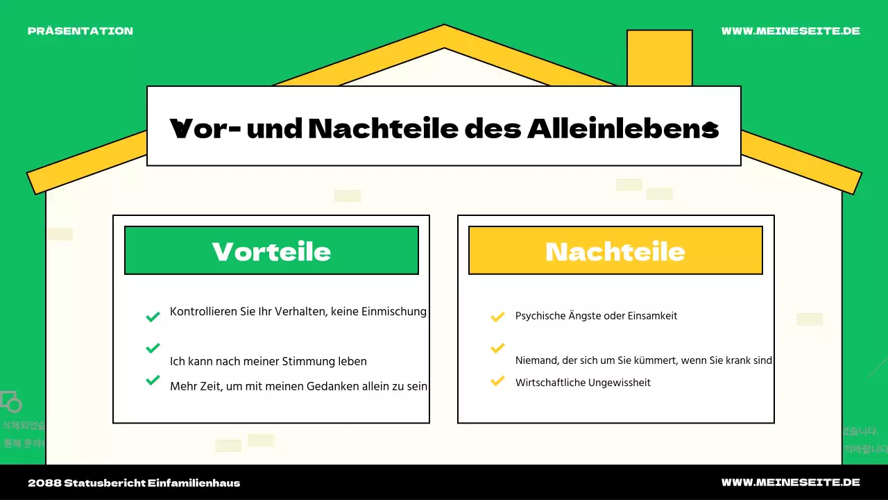 Einführung in die niedliche grüne und gelbe Haus Illustration Thema für eine Person
