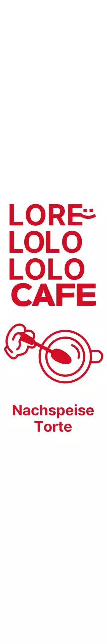 Einfache, niedliche Illustrationen und Textphrasen in Rot verbinden sich zu einem Stil-Café