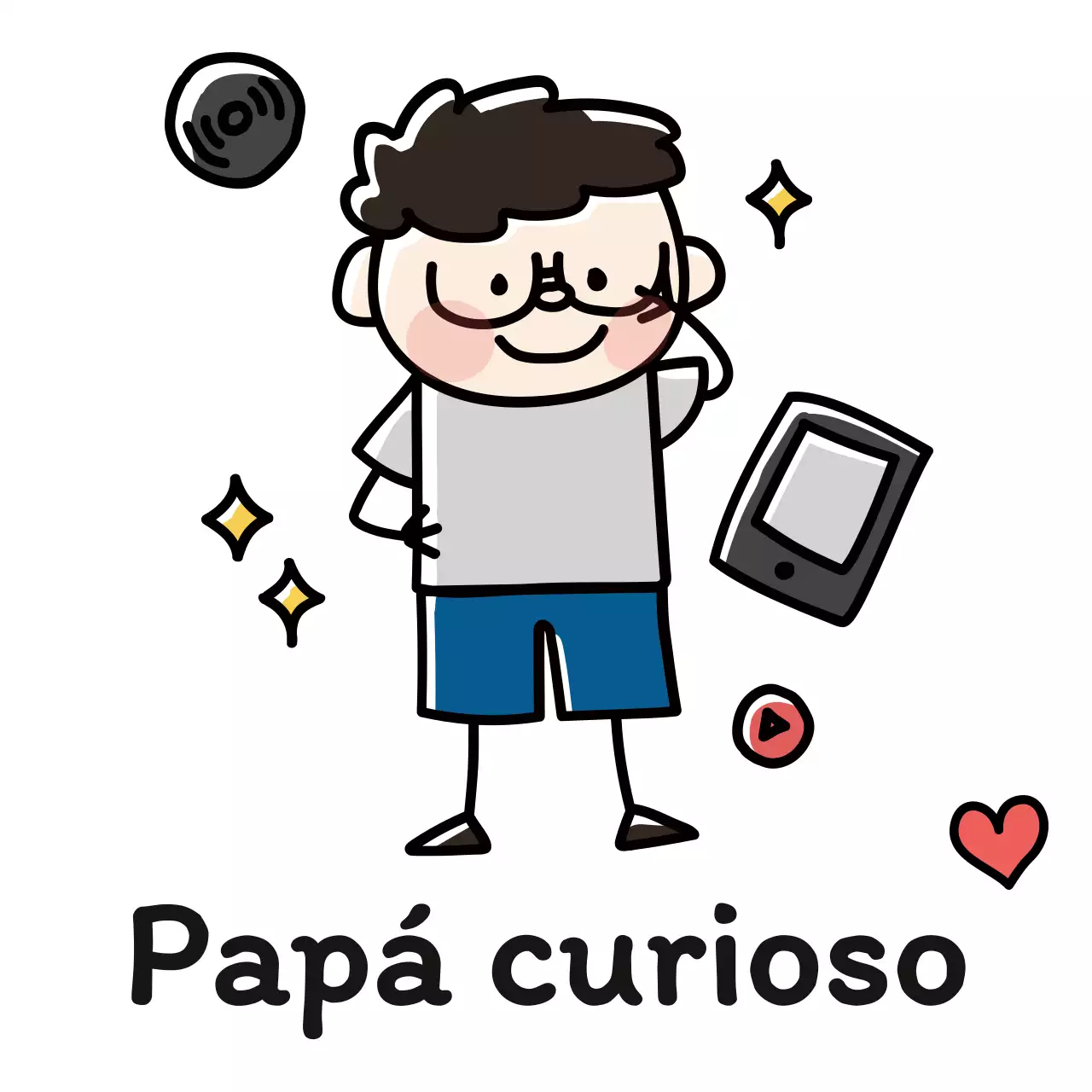 Concepto de presentación familiar con sencillas y simpáticas ilustraciones de estilo garabato.