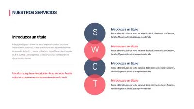 Infografía de diseño DAFO con un concepto limpio en rojo y azul marino