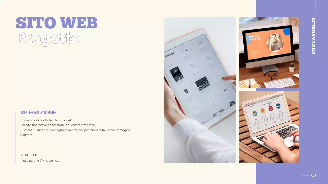 Un portfolio pulito, color malva e beige, per la preparazione al lavoro di uno studente universitario.