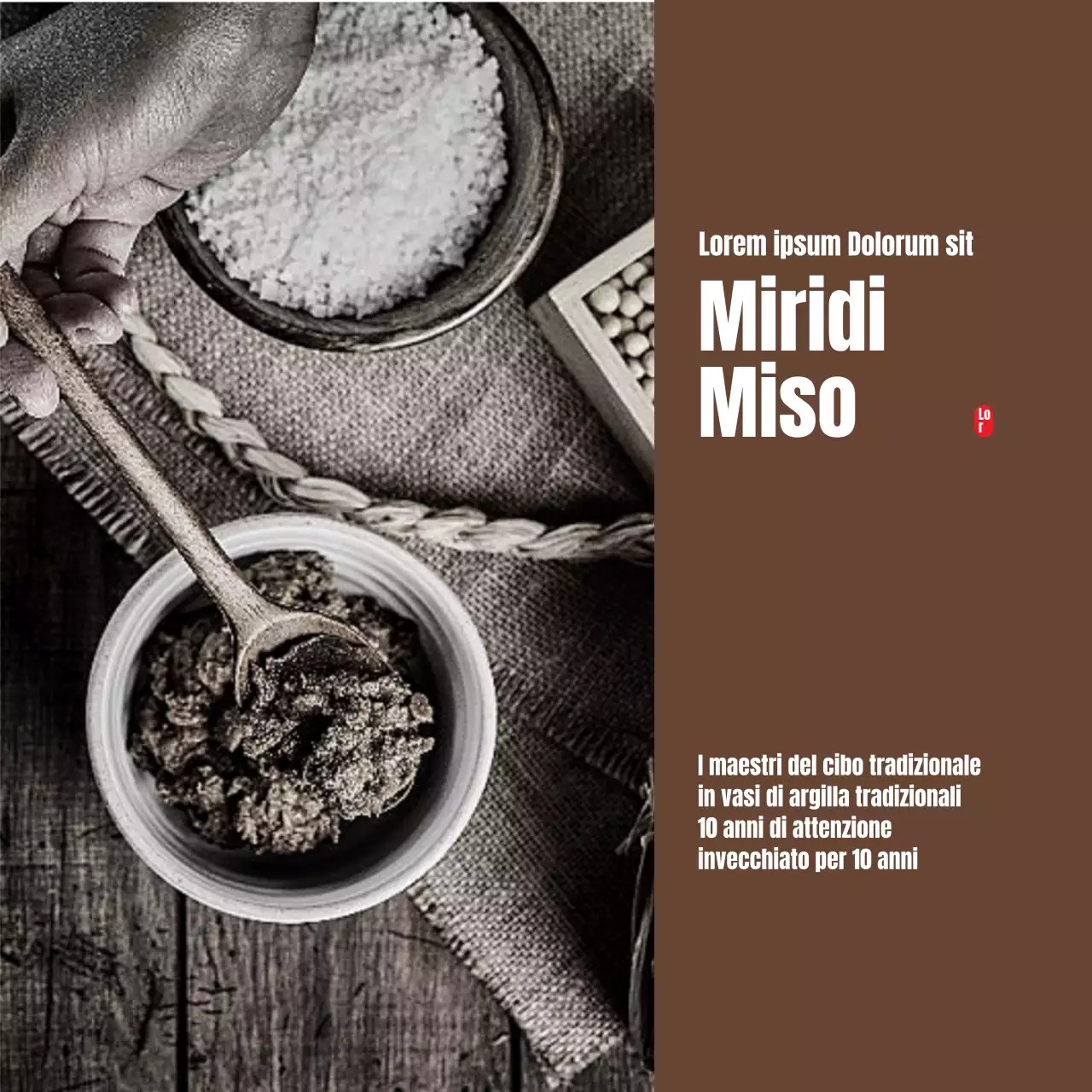 Cartolina quadrata con marchio Brown Miso