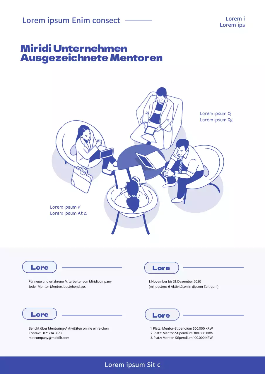 Blauer, sauberer Mentorenbrief und Bericht über die Mentorentätigkeit