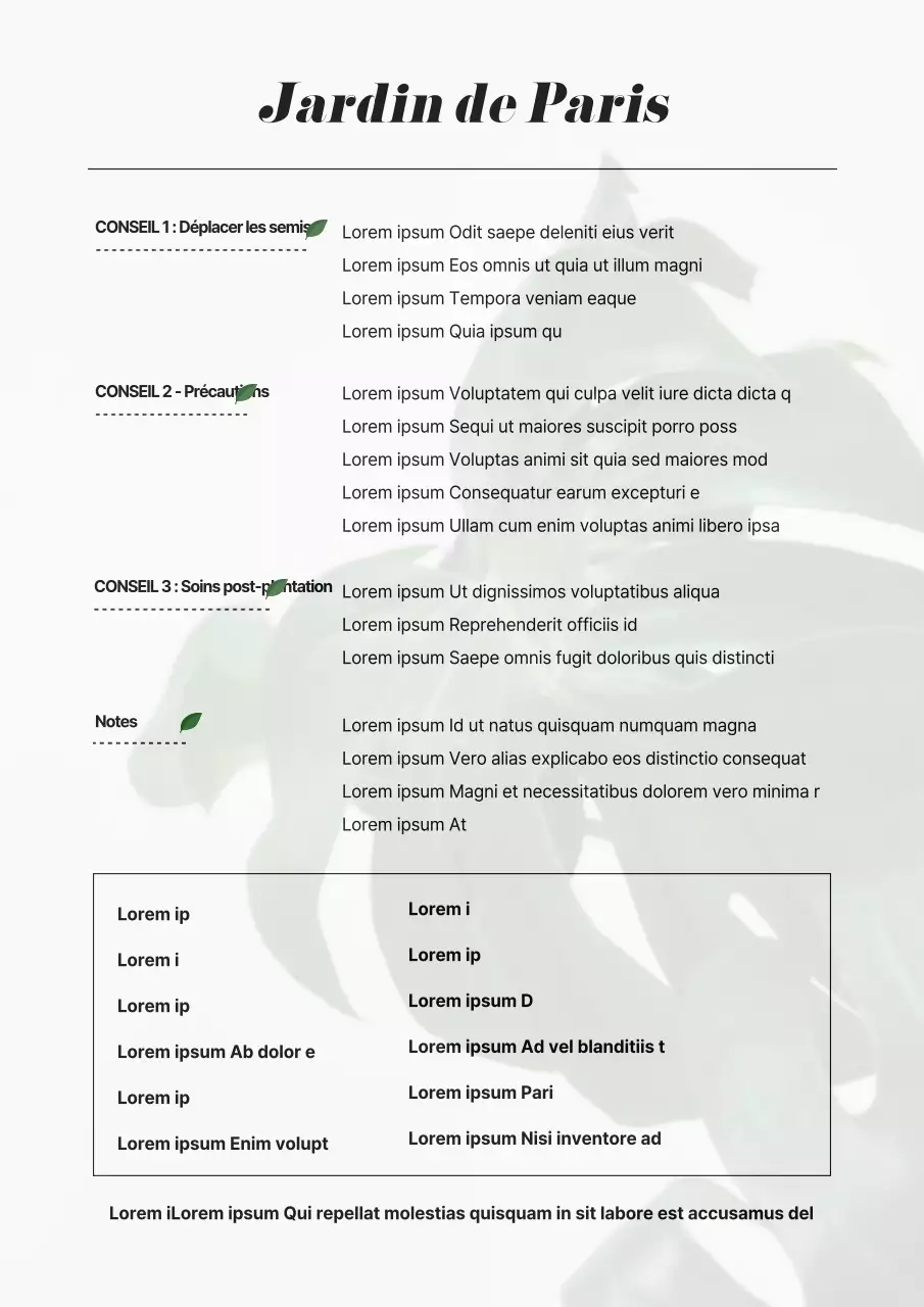 Manuel de jardinage simple en blanc et vert