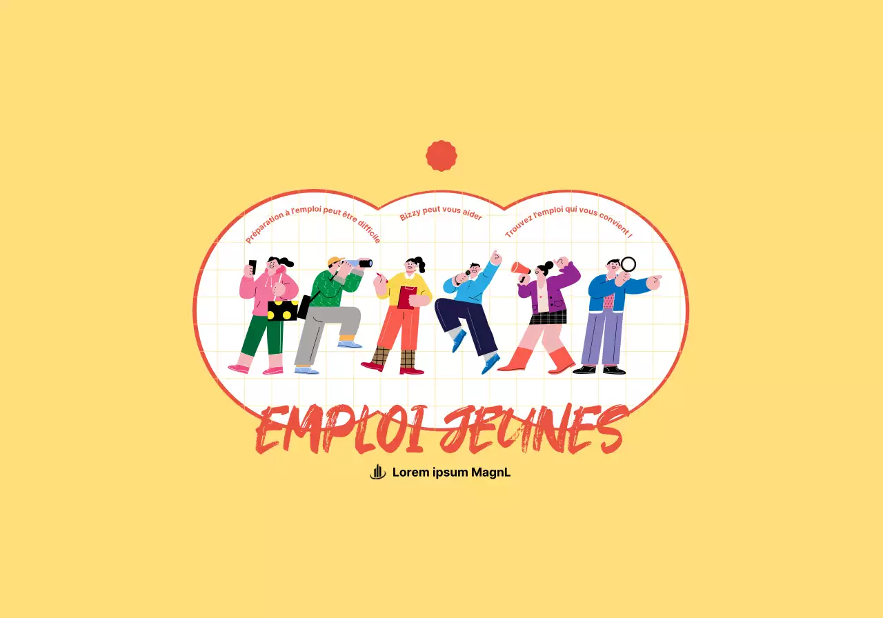 Concept de centre de candidature pour les jeunes avec de jolies illustrations jaunes et rouges