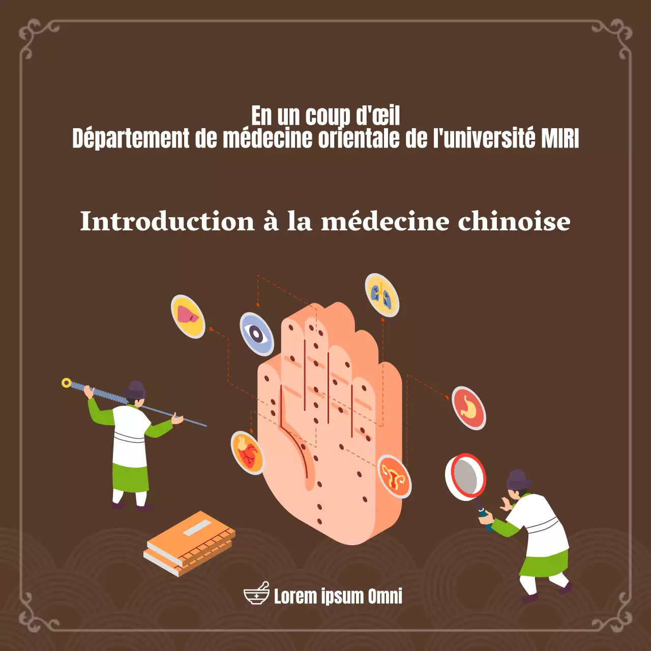 Introduction à la médecine chinoise Illustration conceptuelle dans les tons bruns