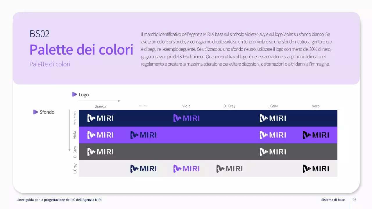 Linee guida del marchio aziendale in viola