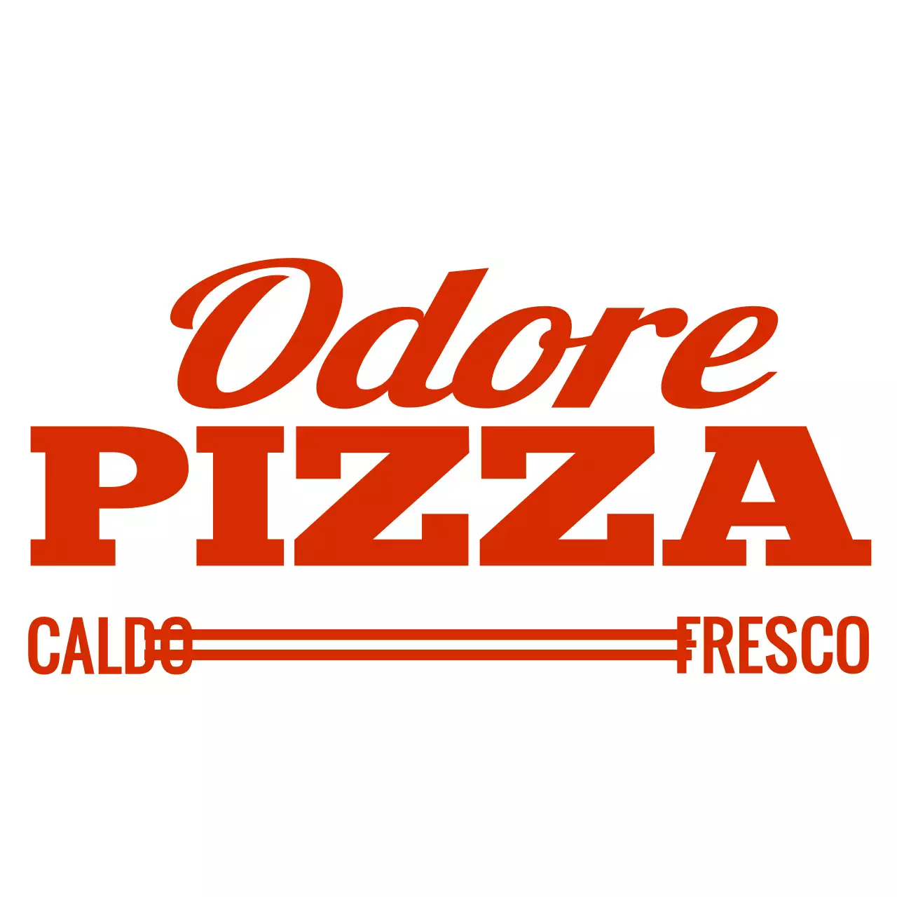 Rosso e bianco semplice testo moderno enfasi logo stile per la promozione di una pizzeria