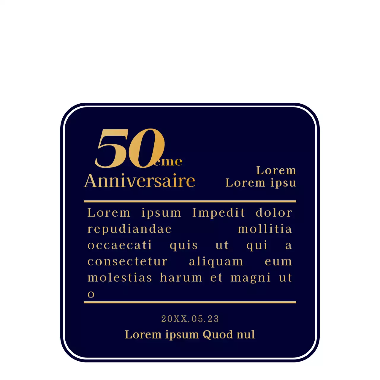 Une célébration simple et épurée en bleu marine et or