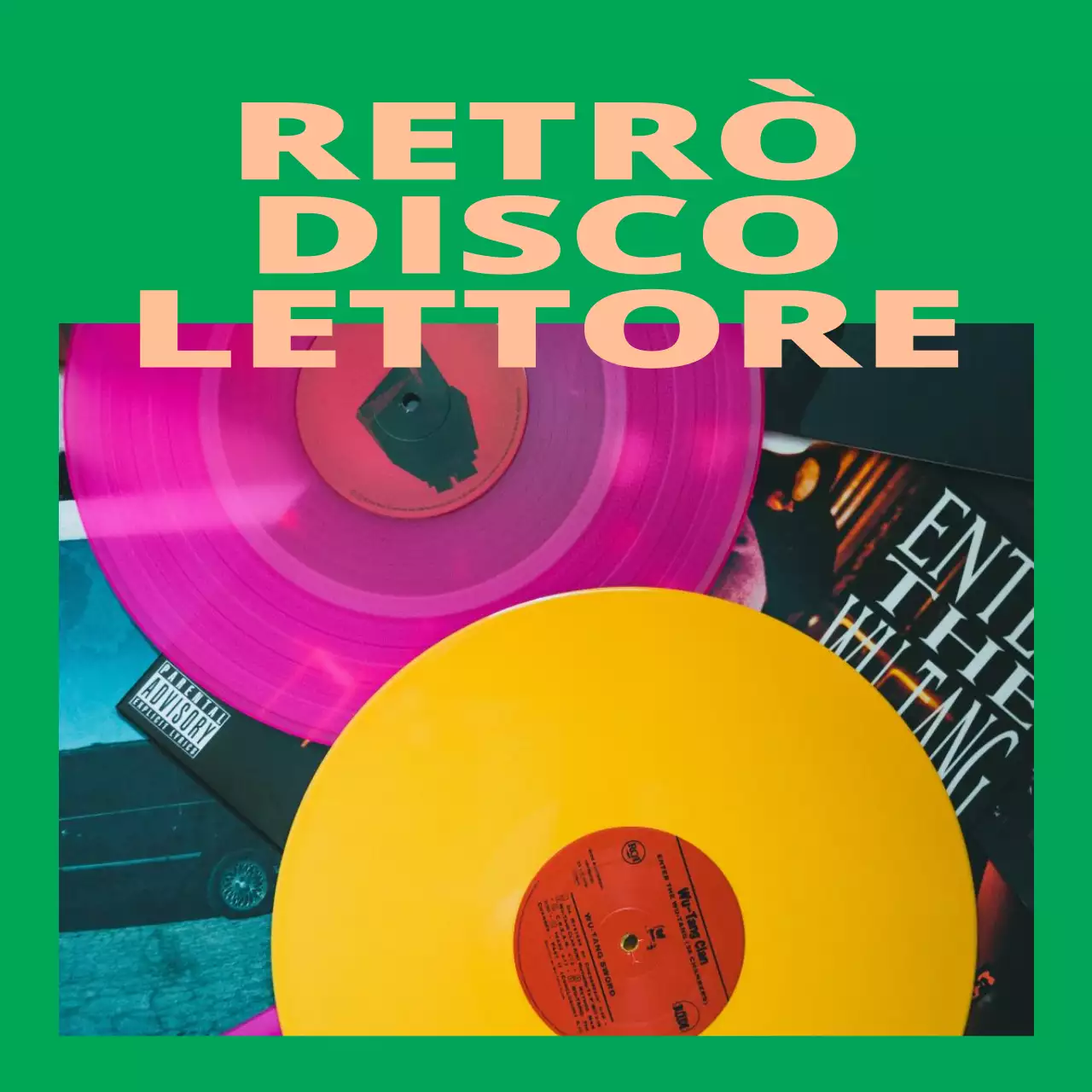 Merchandising di tendenza con cornici e foto che utilizzano colori ad alta saturazione e di grande impatto.