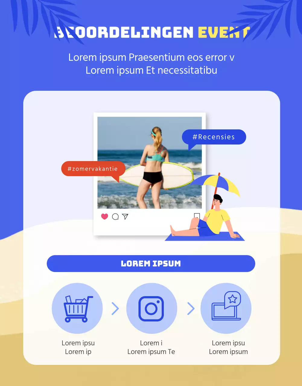 Promoot je zomervakantie met blauwe en gele accenten