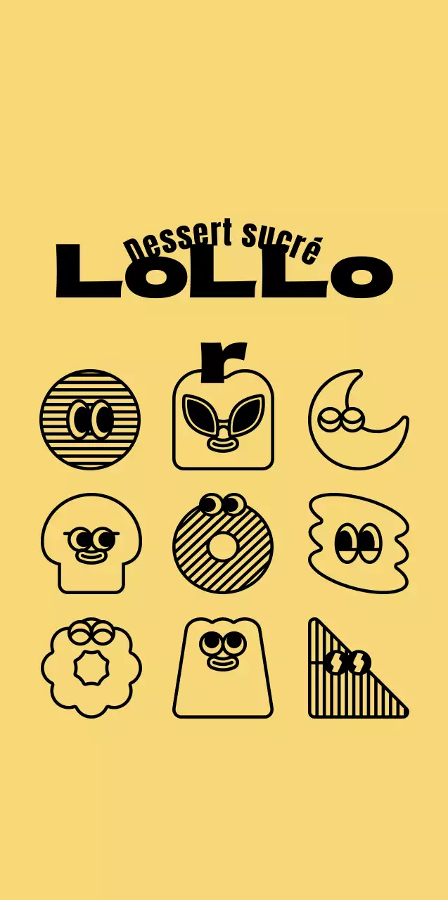 Collection d'illustrations de desserts mignons en jaune et noir pour un café stylisé