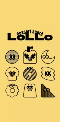 Collection d'illustrations de desserts mignons en jaune et noir pour un café stylisé