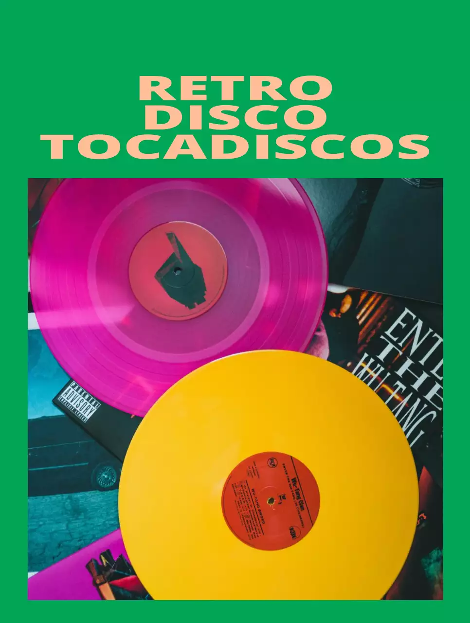 Mercancía de concepto moderno con marcos y fotos de colores llamativos y muy saturados.