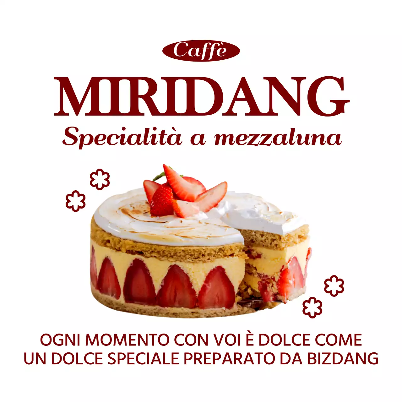 Testo semplice ed emozionale e foto di dessert in viola e bianco per le promozioni e il merchandising dei bar.