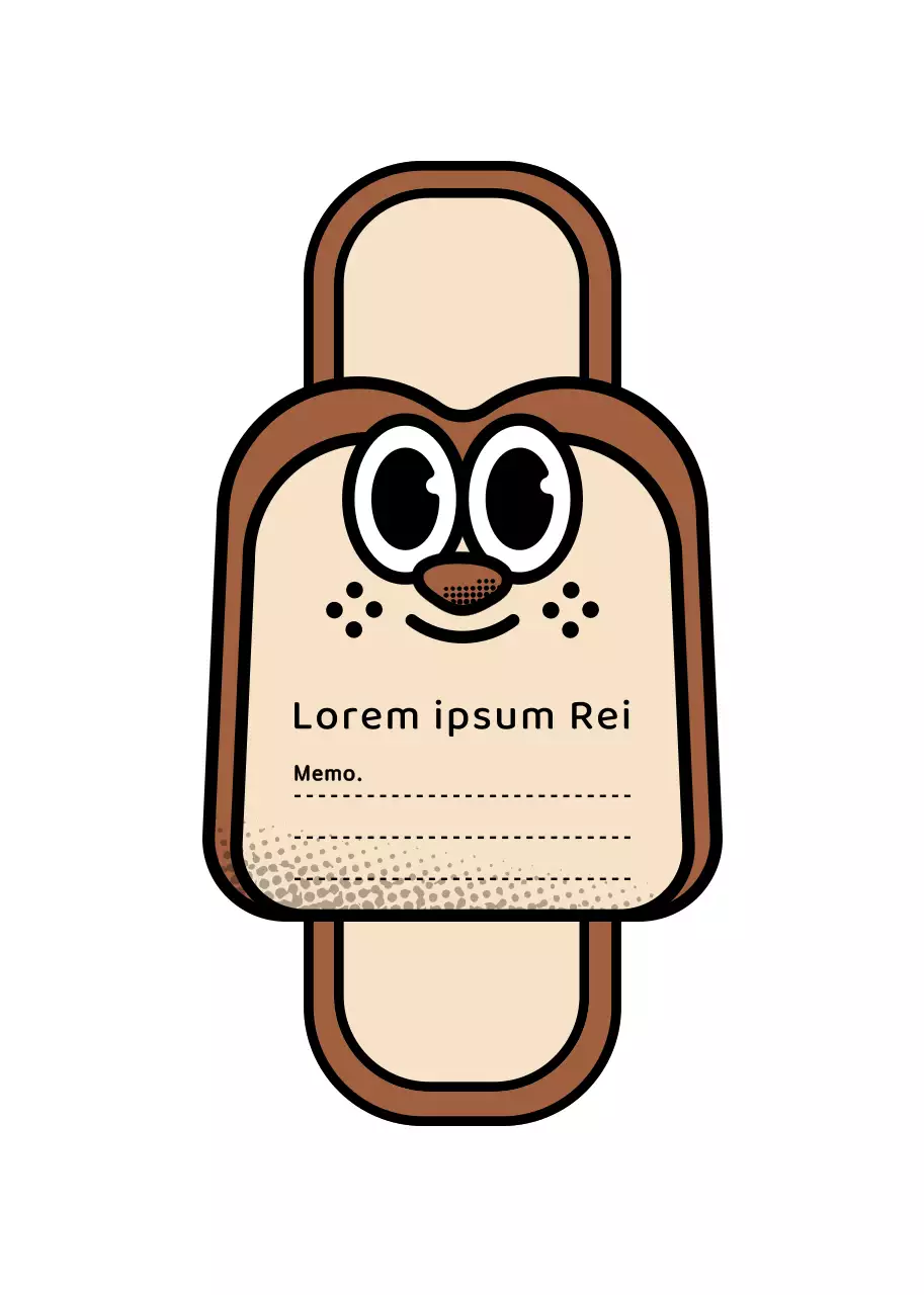 Schattige en hippe broodkarakter-stijl voedselverzegelingsetiketstickers in bruin en lichtgeel