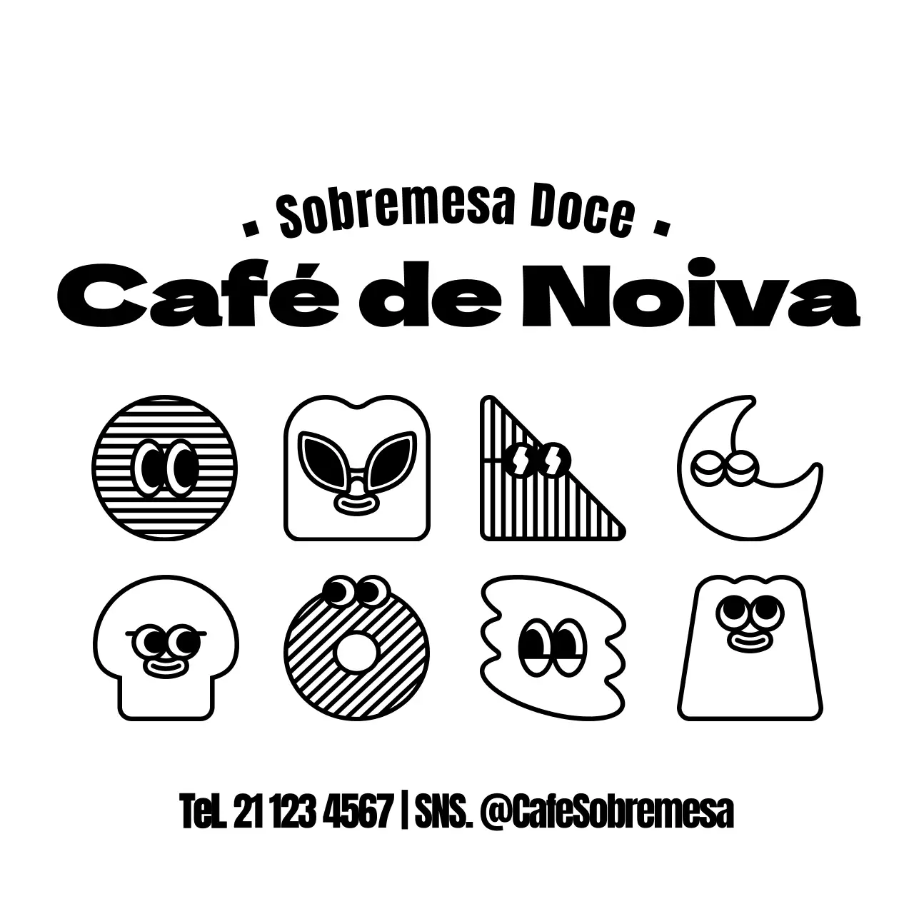 Sobremesas fofinhas combinações de personagens estilo café promoção e informação