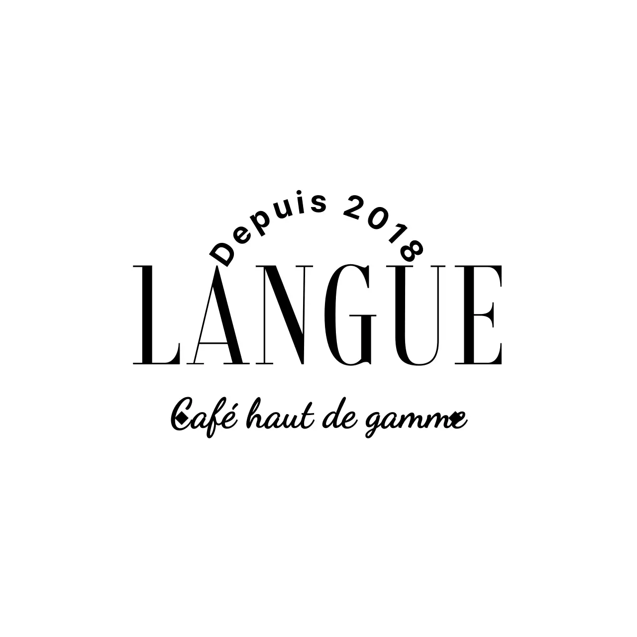 Design luxueux et haut de gamme d'un café avec texte en noir