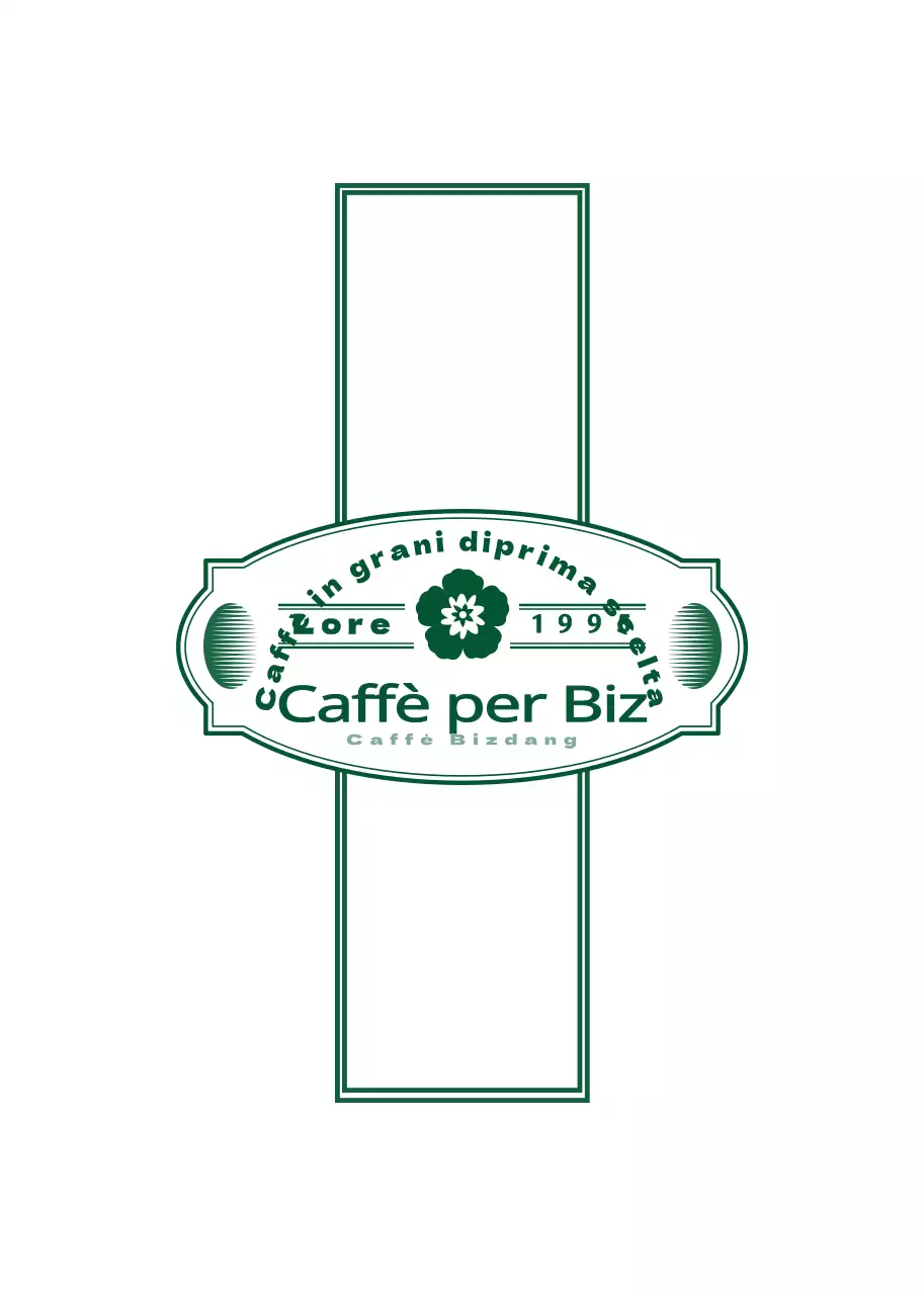 Etichette adesive emozionali e semplici in stile emblema del caffè in verde scuro e bianco