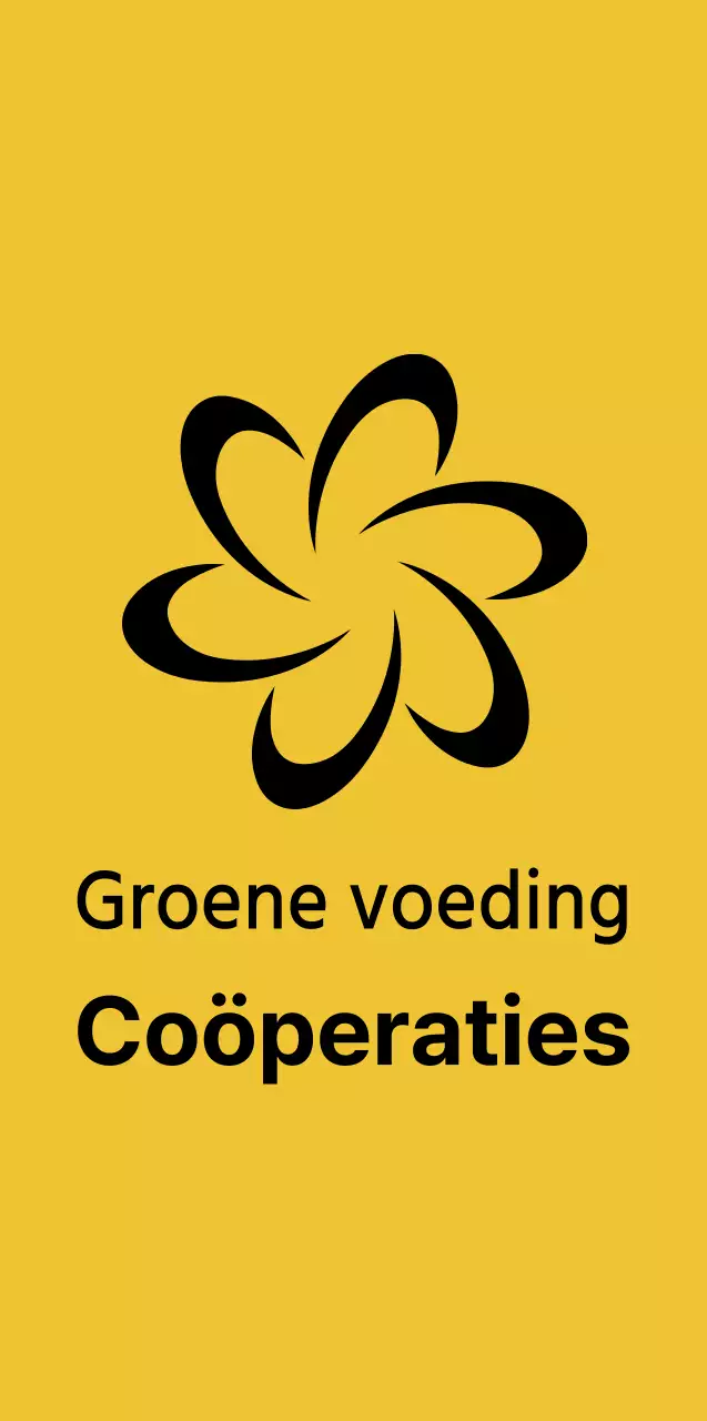 Eenvoudige, strakke coöperatieve logostijl in geel en zwart voor promotie- en promotiedoeleinden