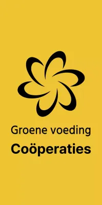 Eenvoudige, strakke coöperatieve logostijl in geel en zwart voor promotie- en promotiedoeleinden
