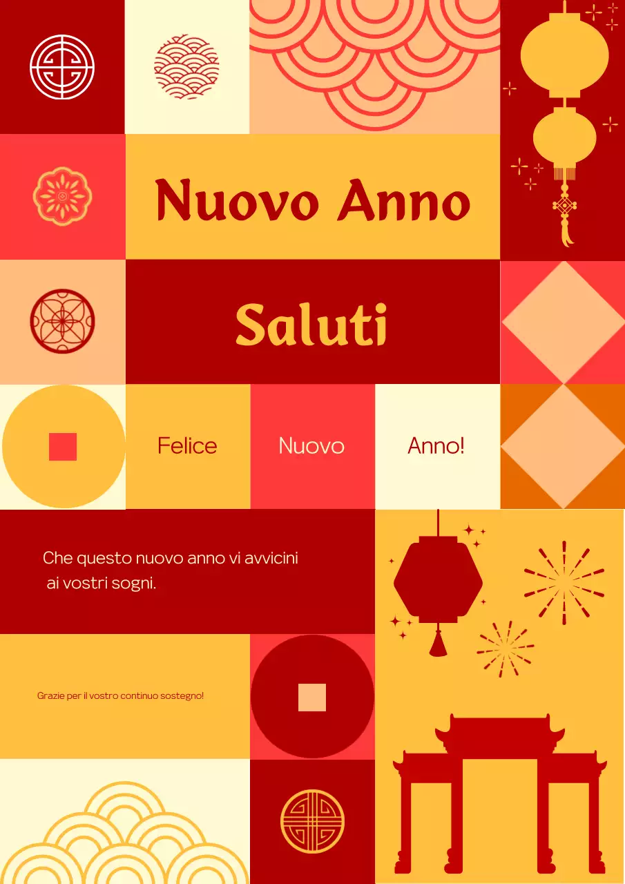 Web Poster Nuovo Anno Saluto Tradizionale Stile Piatto Geometria