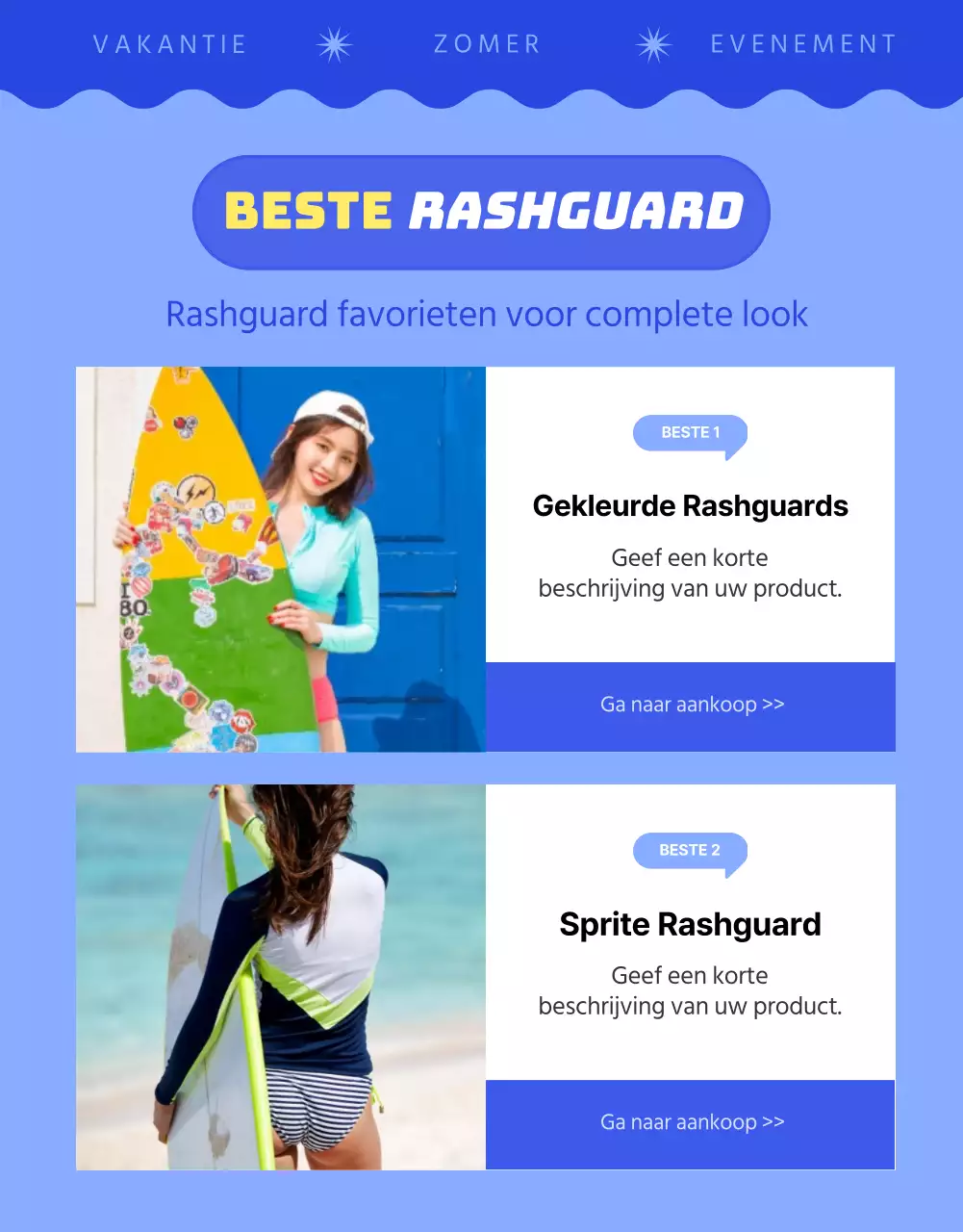 Promoot je zomervakantie met blauwe en gele accenten