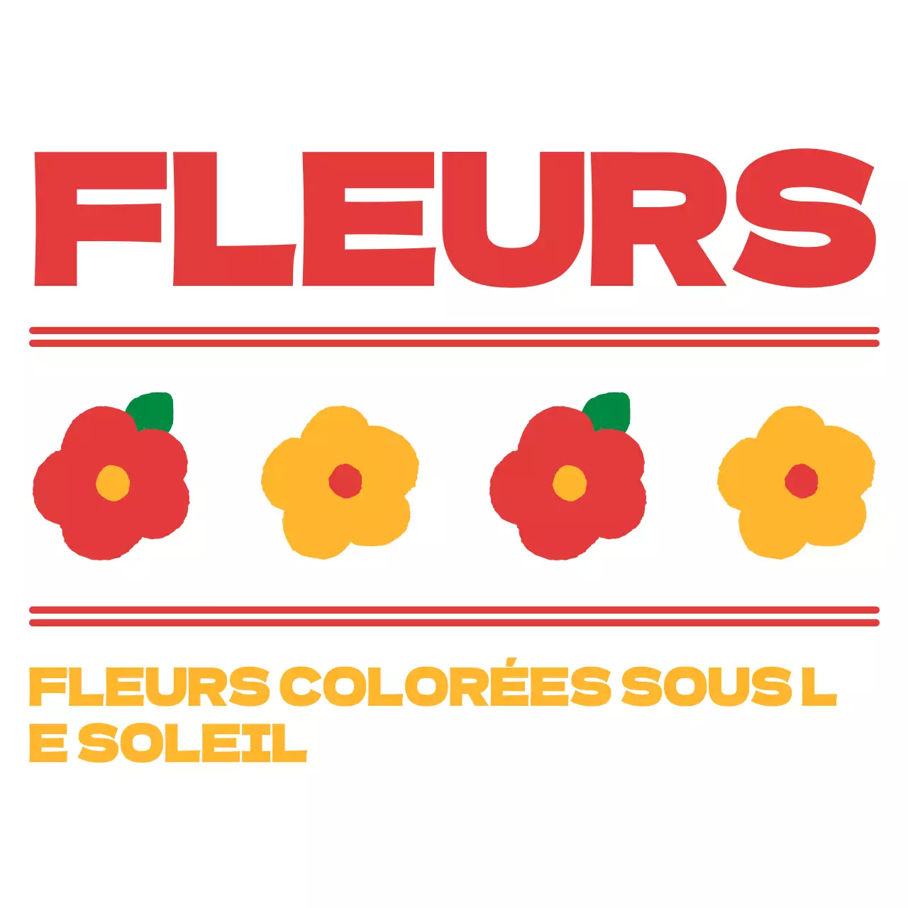 Illustration d'une jolie fleur arrondie rouge et jaune marron et combinaison de texte pour la mise en page d'articles personnalisés