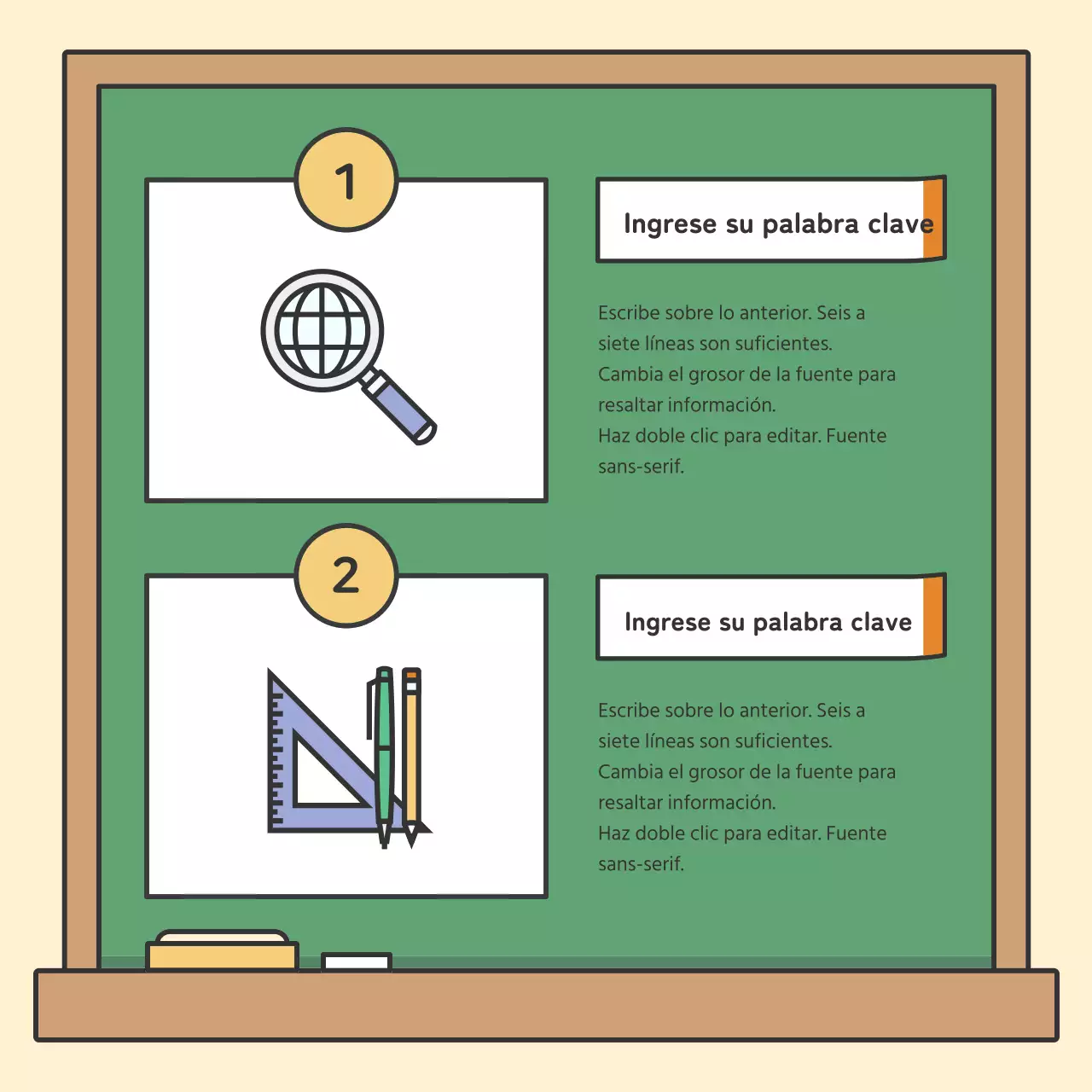 Coloridas y bonitas tarjetas educativas de pizarraNoticias