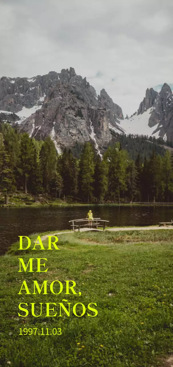 Mercancía con fotos tranquilizadoras y vintage con detalles en verde fluorescente.