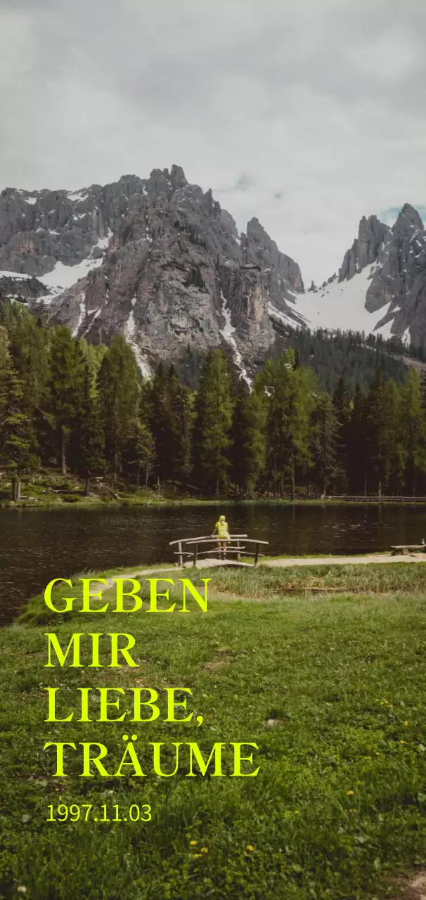 Waren mit beruhigenden Vintage-Fotografien mit fluoreszierenden grünen Akzenten