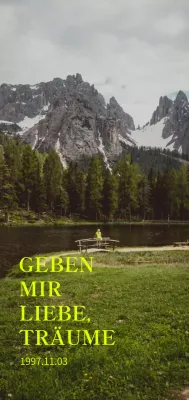 Waren mit beruhigenden Vintage-Fotografien mit fluoreszierenden grünen Akzenten