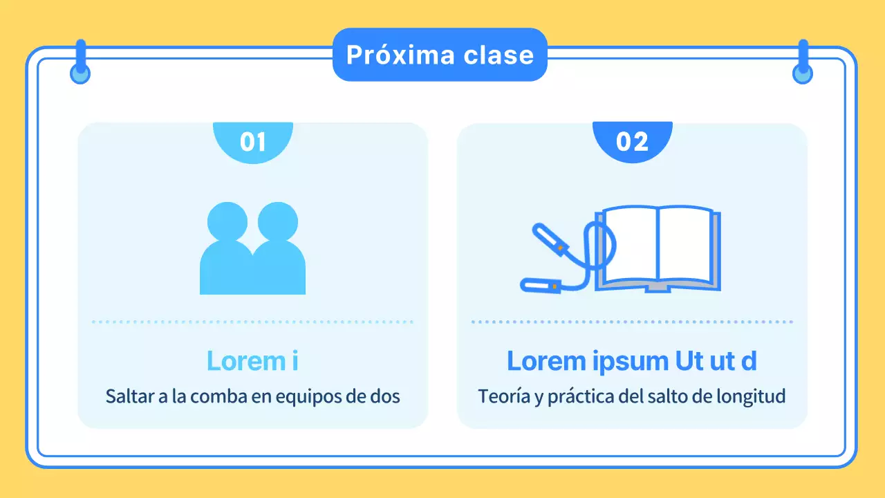 Amarillo azul lindo ilustración escuela educación física material didáctico