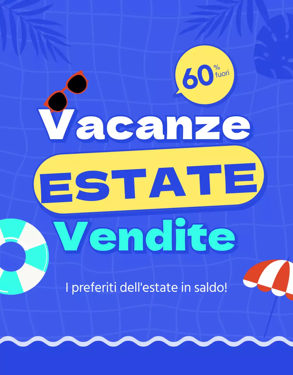 Promuovete la vostra vendita per le vacanze estive con i toni del blu e del giallo