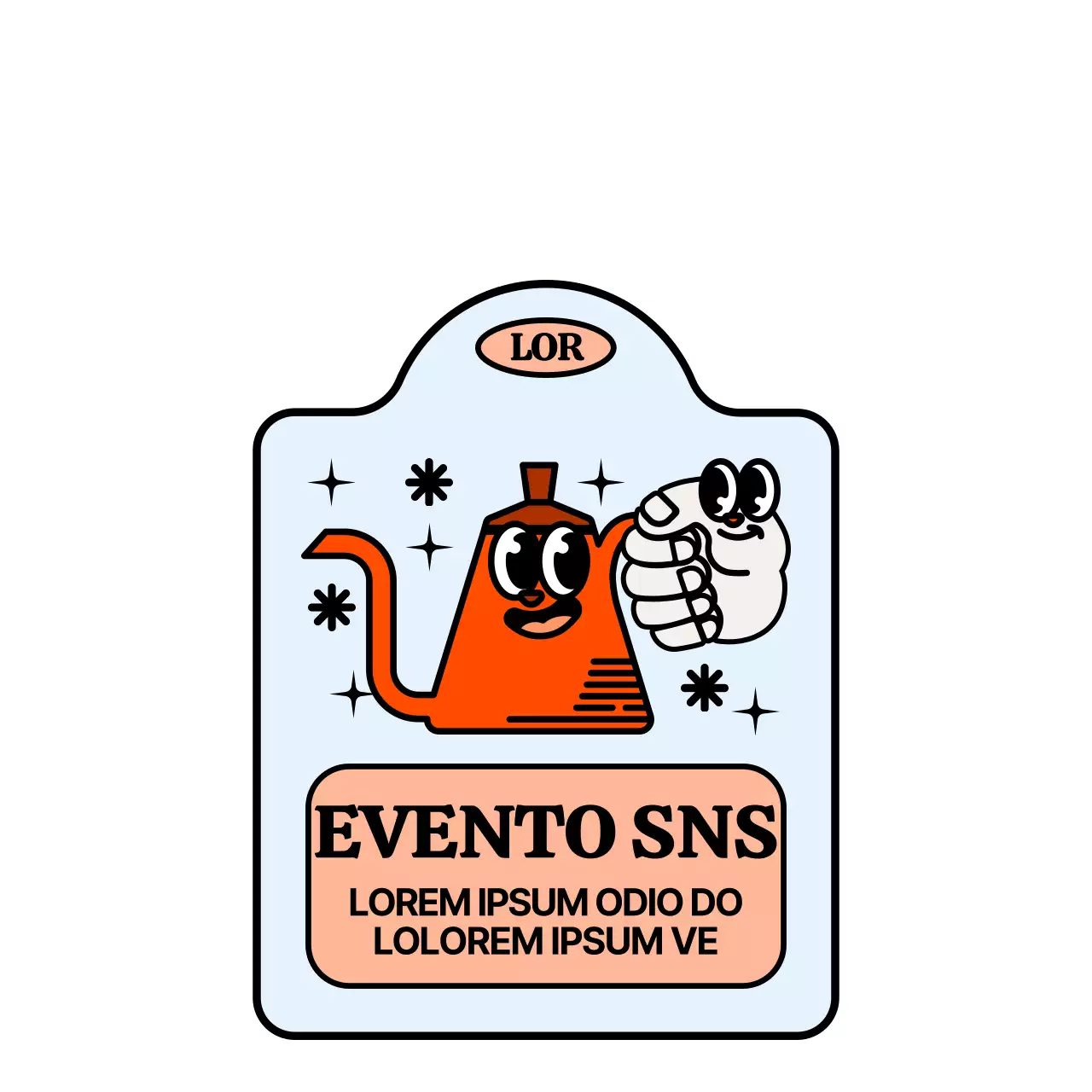 Carino e alla moda stile caffettiera in rosso e blu chiaro annuncio evento social media