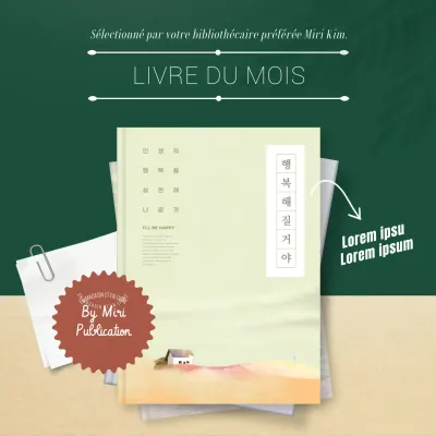 Un livre conceptuel simple en vert et beige pour la promotion Monthly Chase