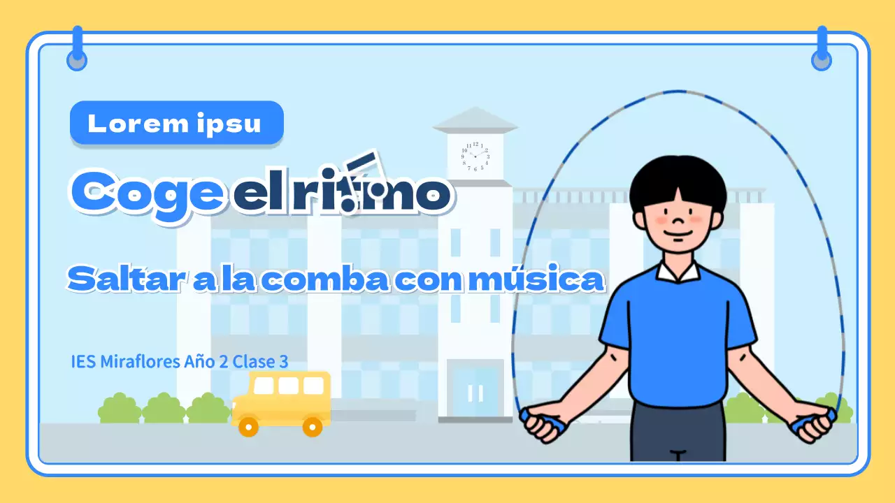 Amarillo azul lindo ilustración escuela educación física material didáctico