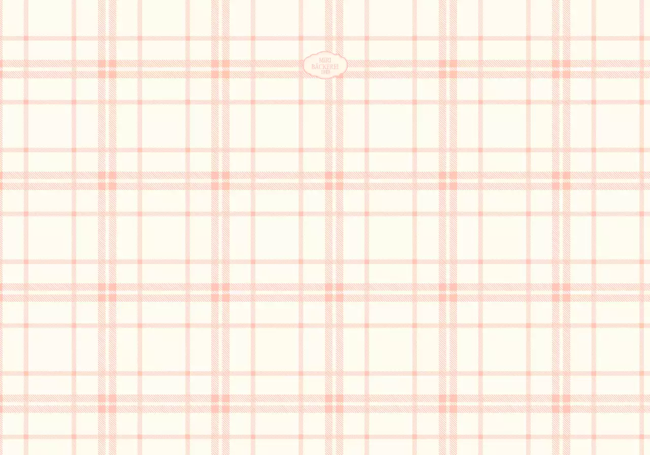 Bäckereikonzept mit luxuriösen Aufnähern in einem rosa-gelb karierten Muster