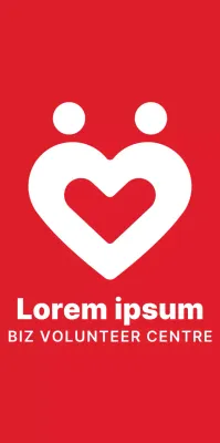 Rote und weiße einfache moderne Herz-Symbol-Logo-Stil für Freiwilligen-Zentren und Promotionen