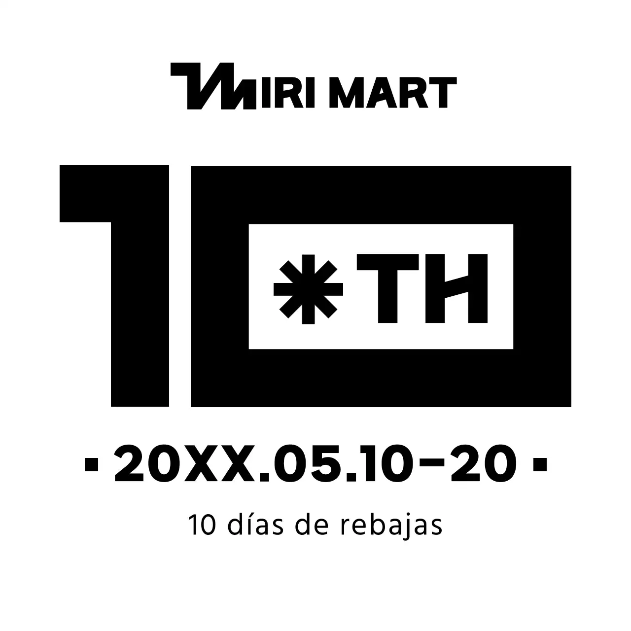 Estilo de diseño sencillo, limpio y con mucho texto Anunciar y promocionar la oferta del 10º aniversario de la tienda de comestibles