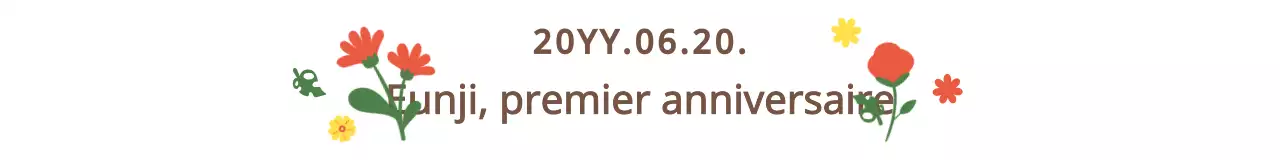 Lumineux et coloré, avec une combinaison mignonne et sentimentale d'illustrations manuscrites et florales pour la célébration d'un premier anniversaire.