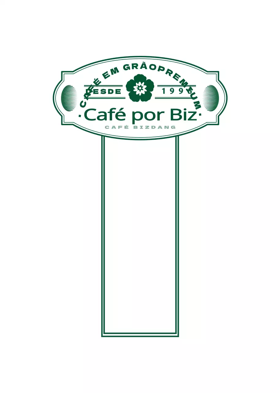 Autocolante de estilo simples e emotivo com logotipo de café em verde escuro e branco