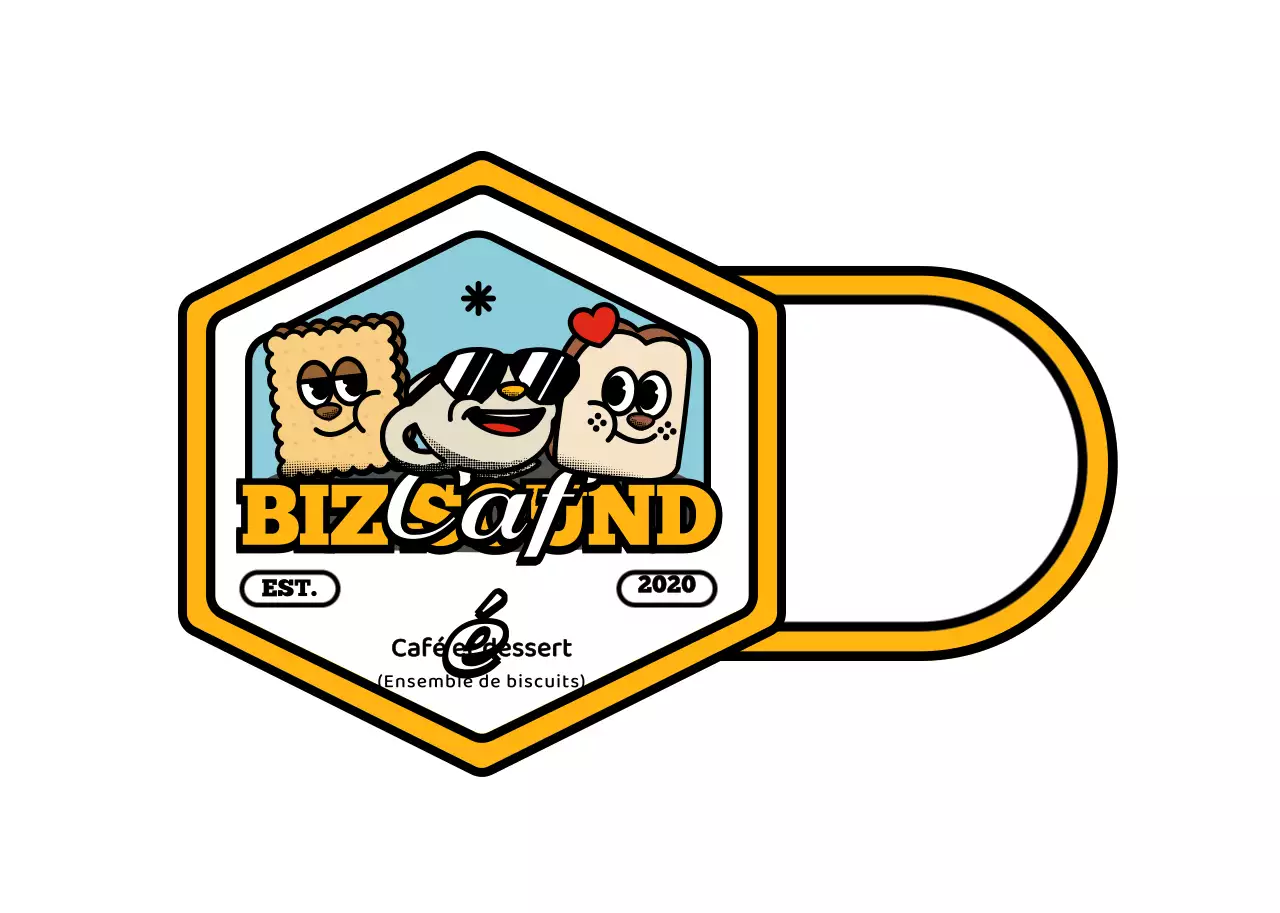 Une série de logos de cafés mignons et branchés en jaune et noir.