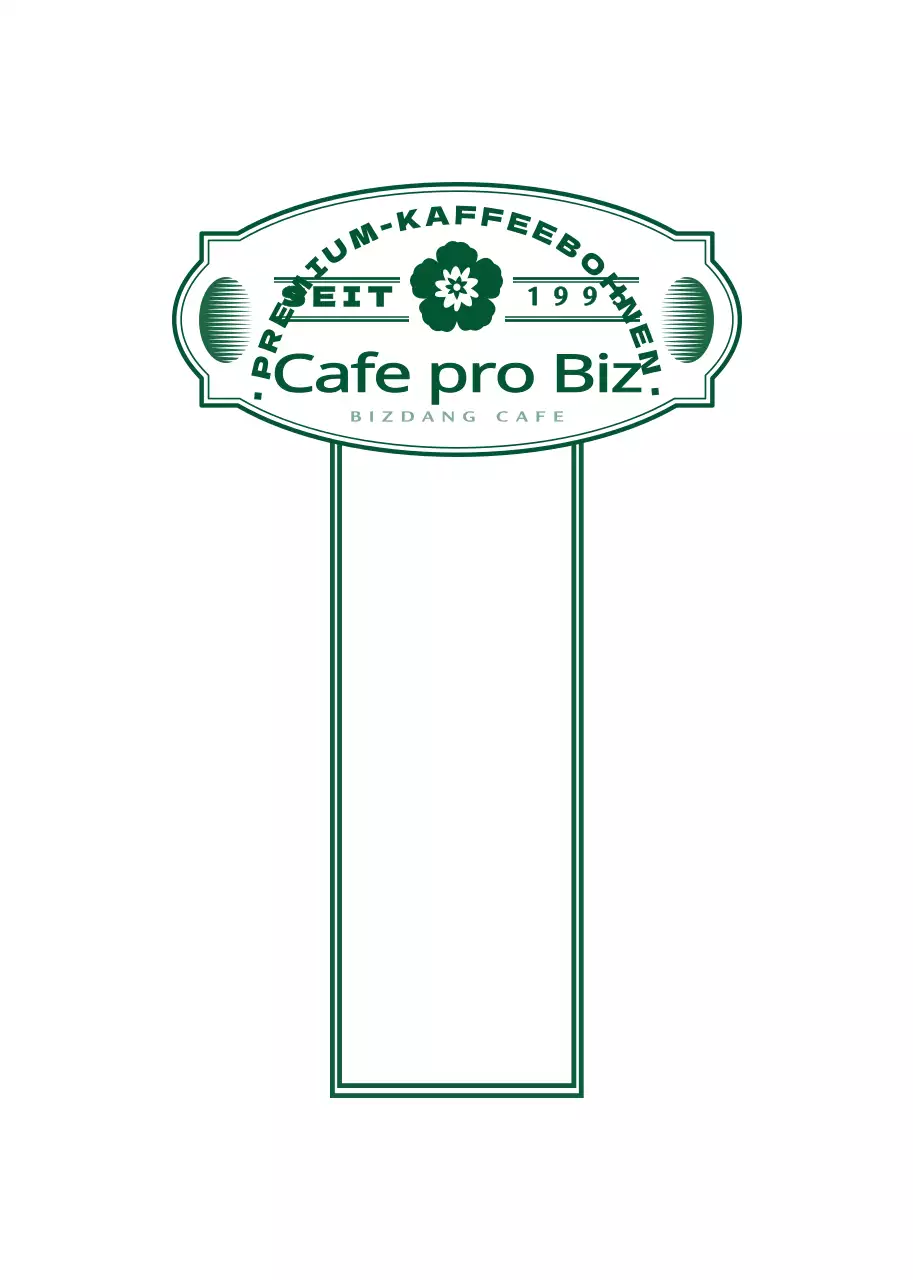 Emotionale und einfache Cafe Emblem Logo Stil Etikett Aufkleber in dunkelgrün und weiß