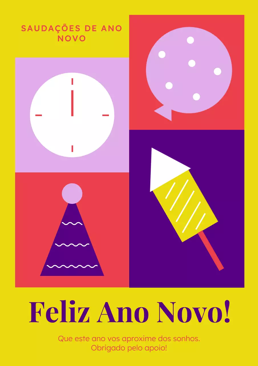 Cartaz pop moderno de felicitações de ano novo