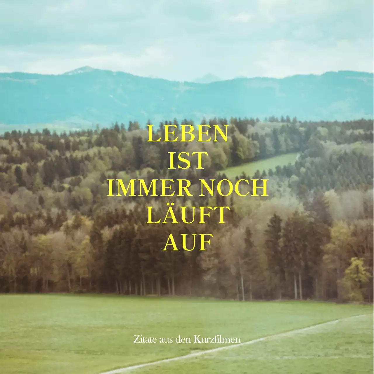Merchandise mit emotionalen gelb-weißen Landschaftsfotos und emotionalen Texten