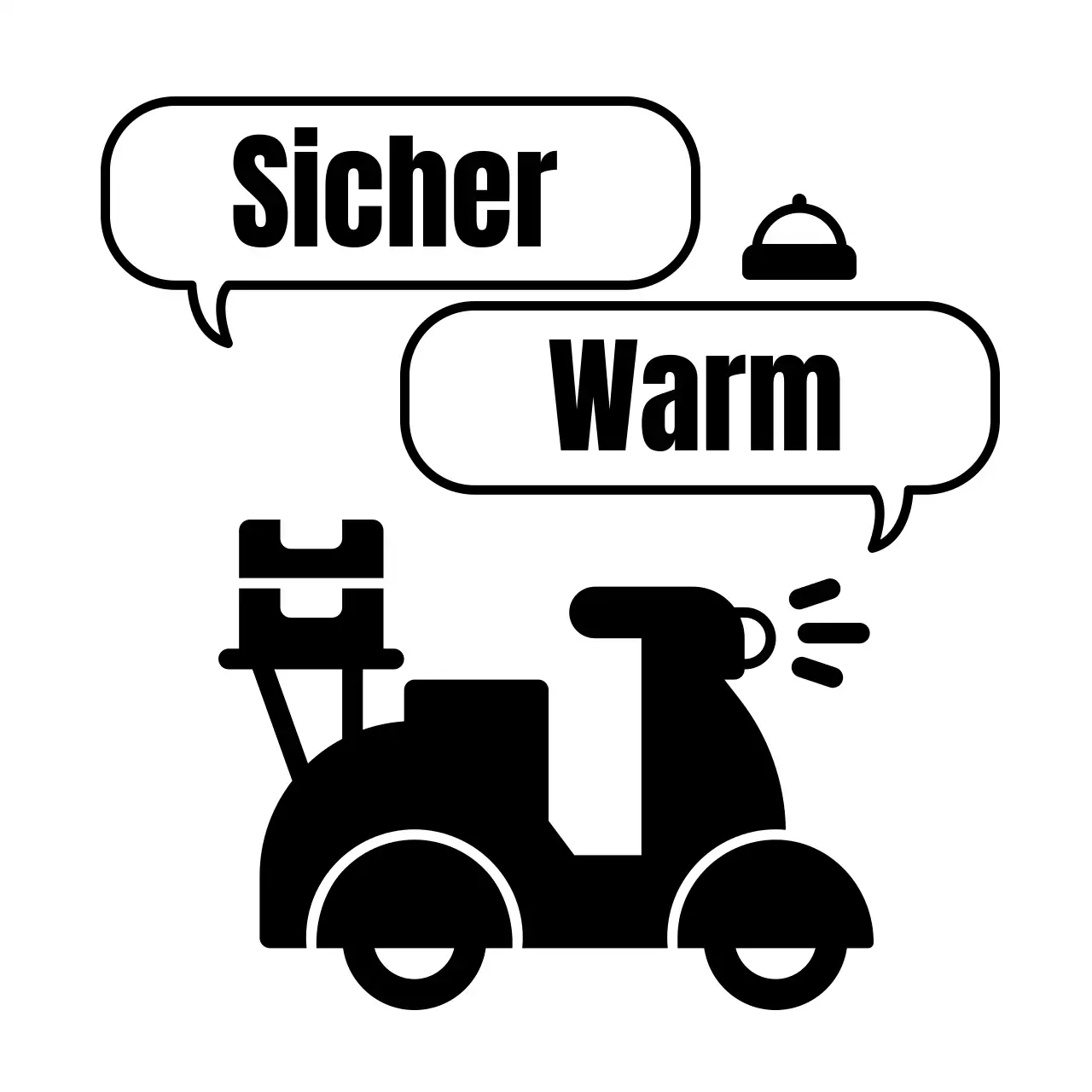 Niedliche und kuschelige Lebensmittellieferung mit einem schwarzen Liefermotorrad Illustration
